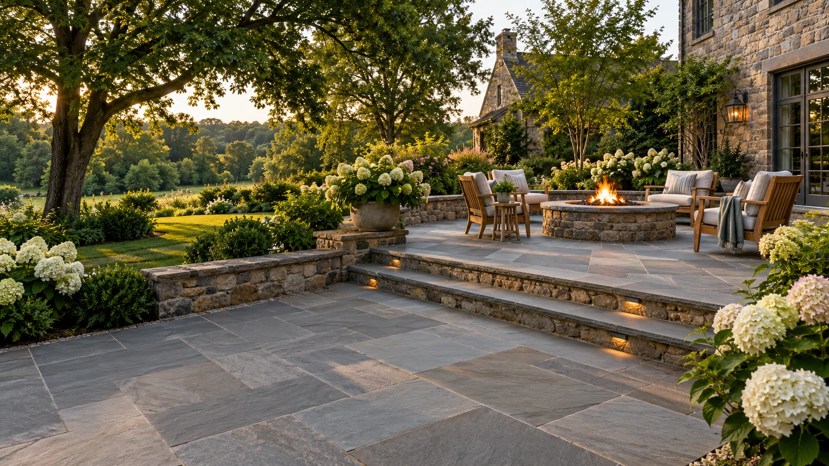 Custom paver patio and retaining wall installation by expert masonry contractors