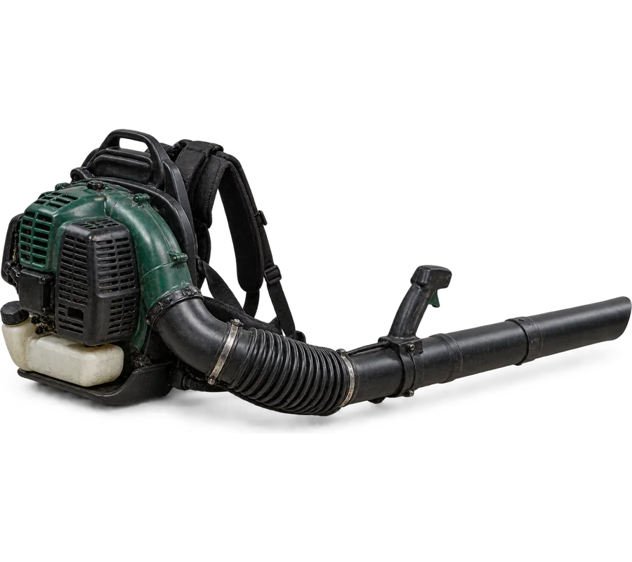A backpack leaf blower