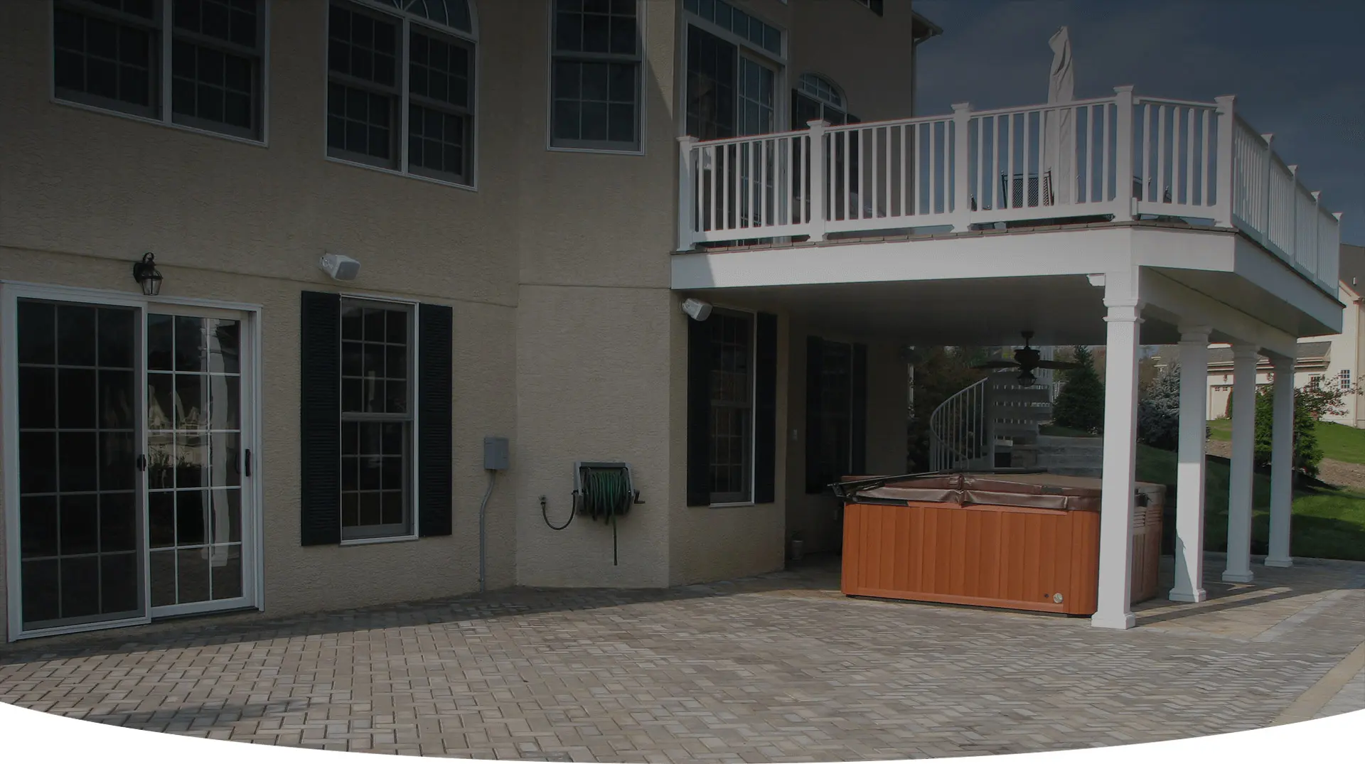 Front of Modern Rectangular House With Spacious Balcony